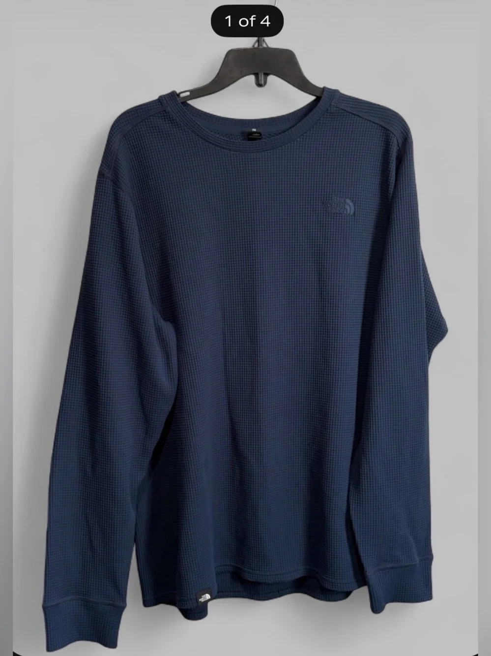 The North Face Navy Waffle Knit long sleeve with Logo Tag size XL